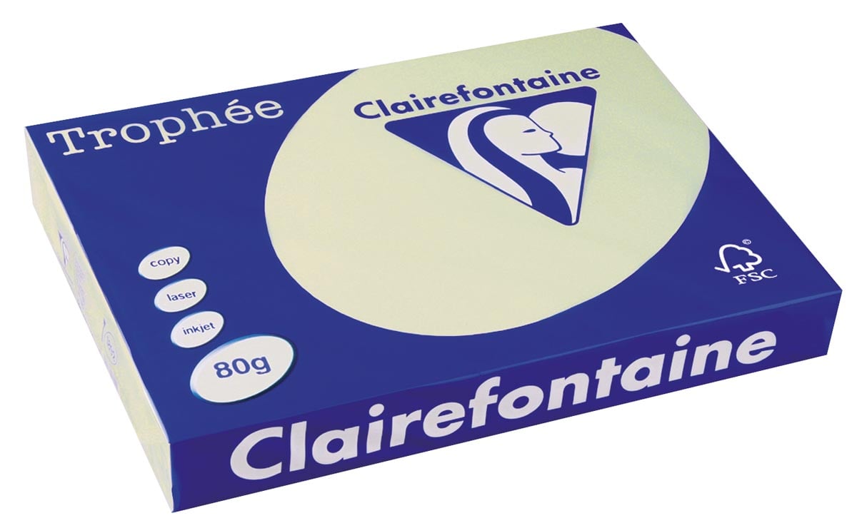 Clairefontaine Trophée Pastel, gekleurd papier, A3, 80 g, 500 vel, lichtgroen afbeelding
