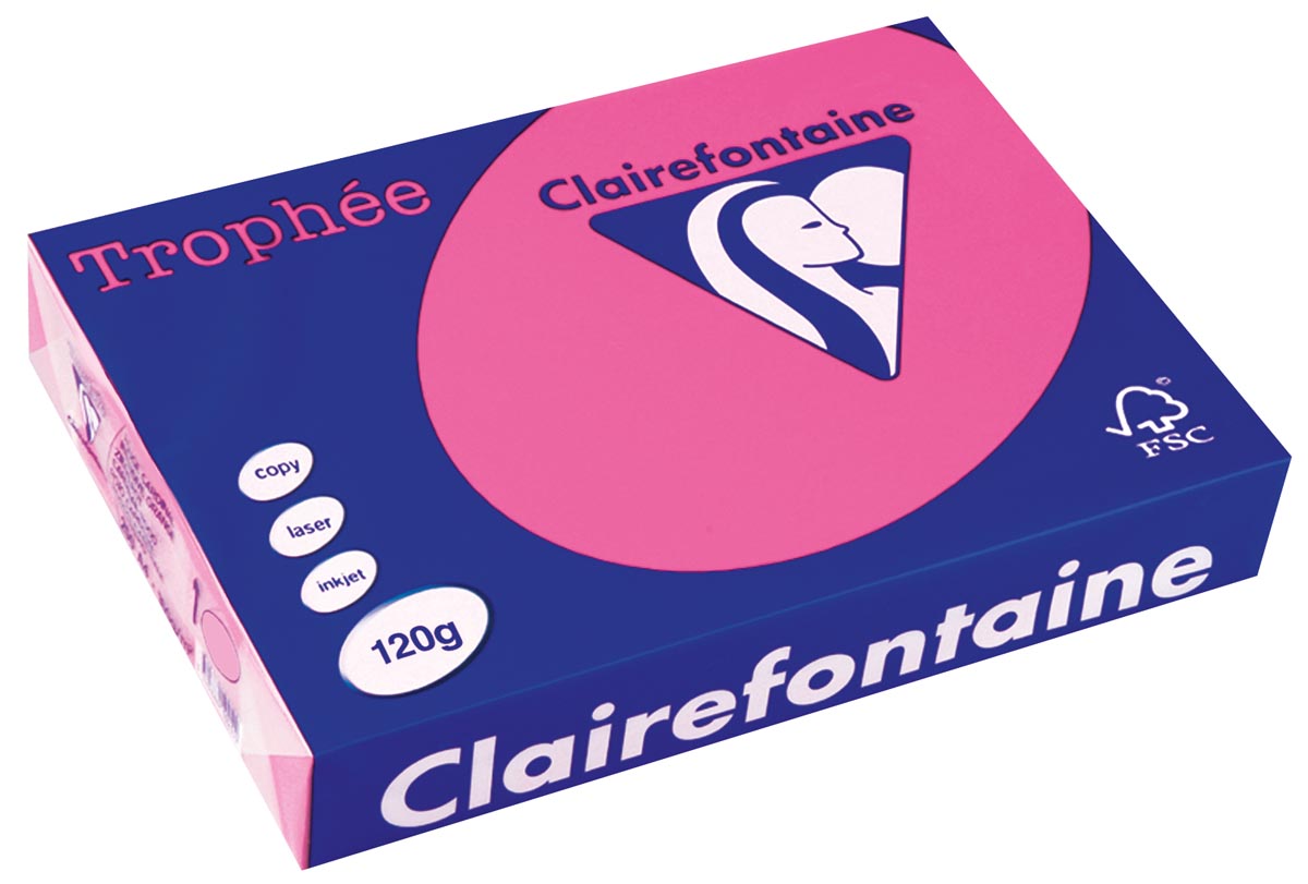 Clairefontaine Trophée Pastel, gekleurd papier, A4, 120 g, 250 vel, felroze afbeelding