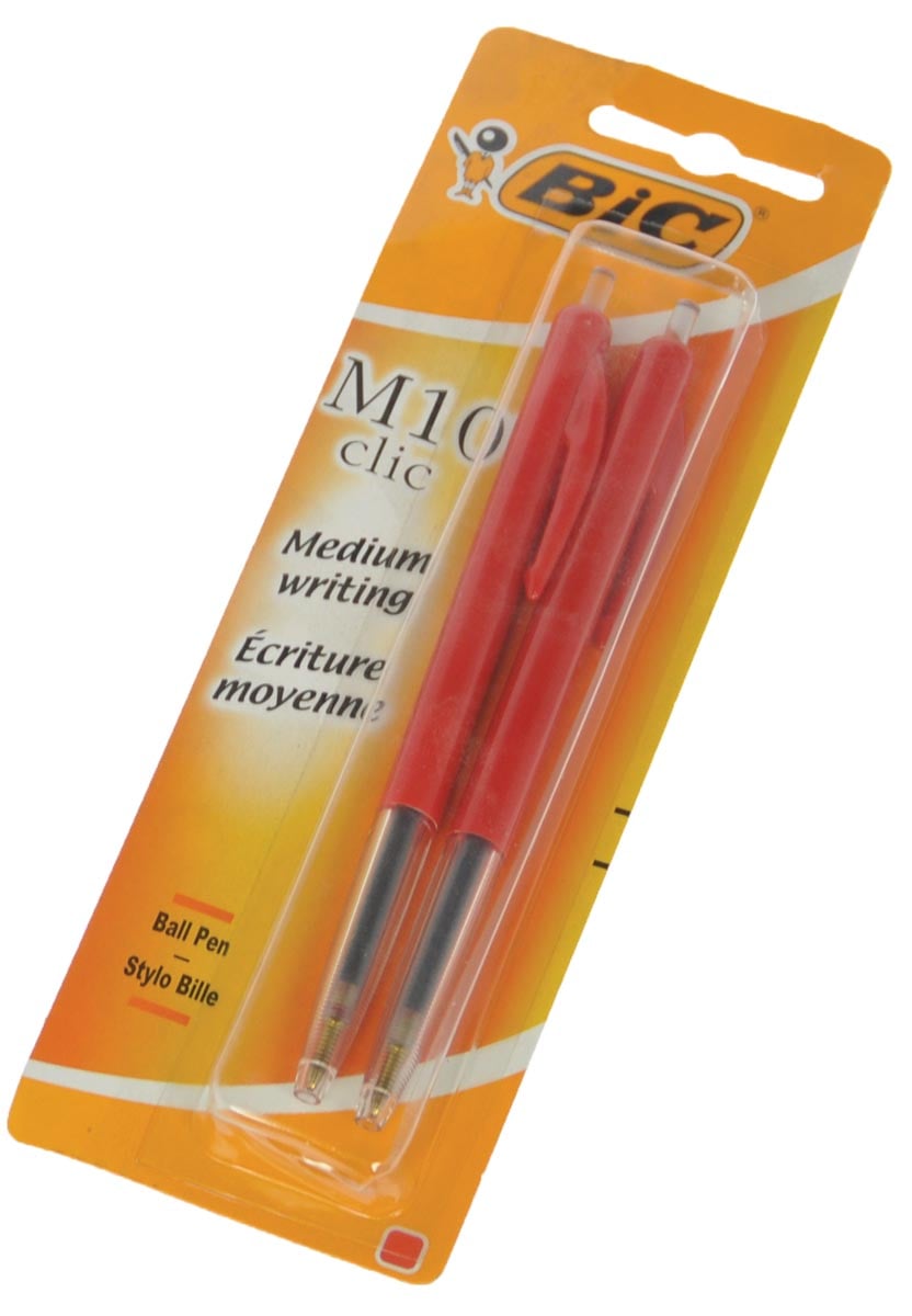 Bic balpen M10 Clic op blister, medium punt, rood afbeelding