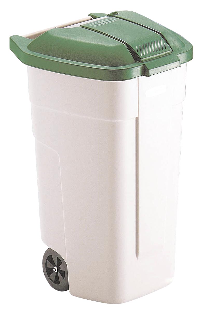 Rubbermaid mobiele afvalcontainer Basis, zonder deksel, 100 liter, wit