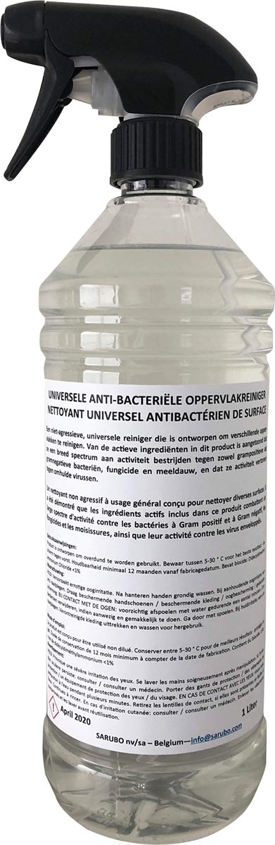 Afbeelding van Universele antibacteriële oppervlaktereiniger, met spraykop, fles van 1 liter