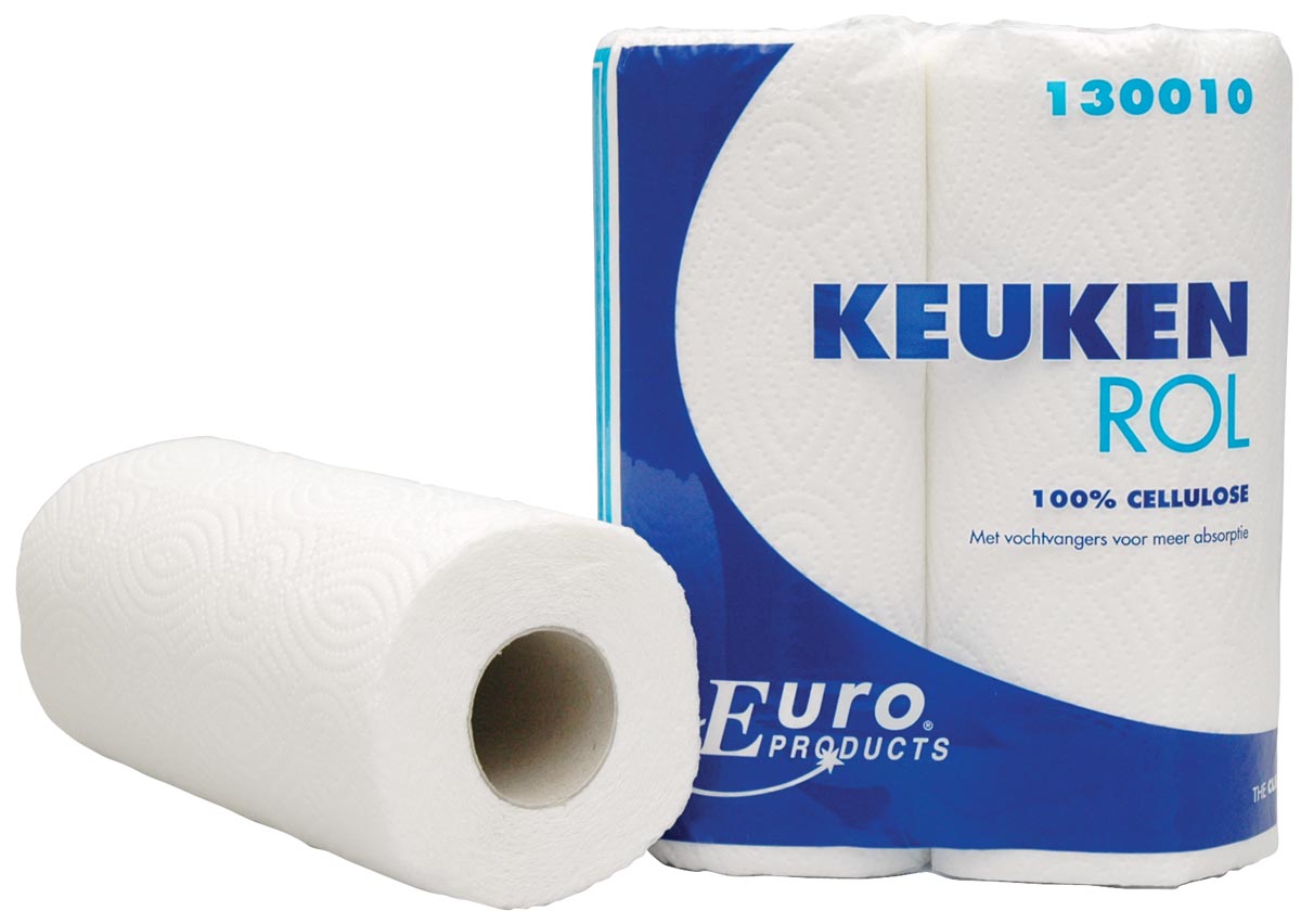 Europroducts keukenrol, 2-laags, 50 vellen, pak van 2 rollen