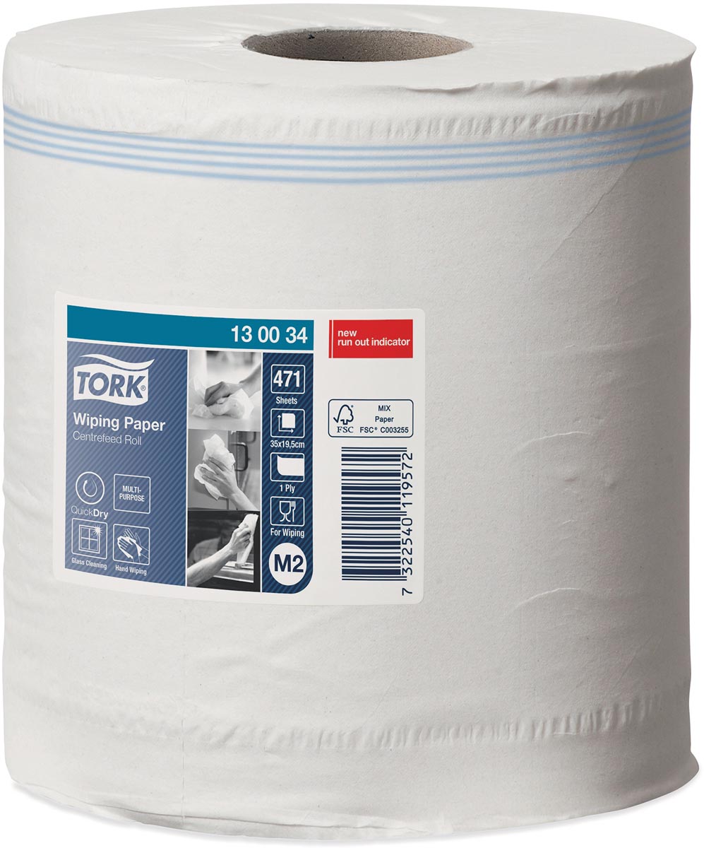 Tork Wiping poetspapier, centerfeed, 1-laags, systeem M2, wit afbeelding