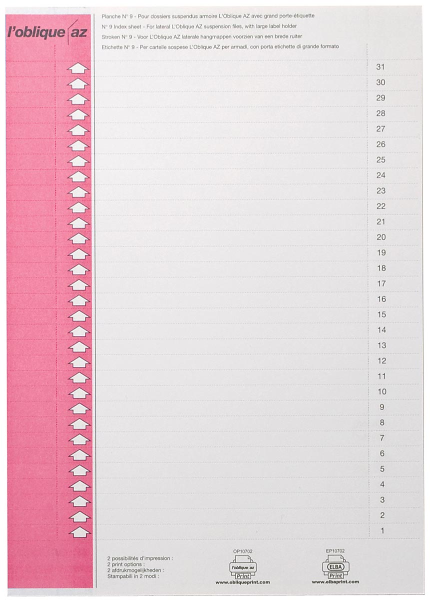 Elba ruiterstrook type 9, vel met 31 etiketten, roze