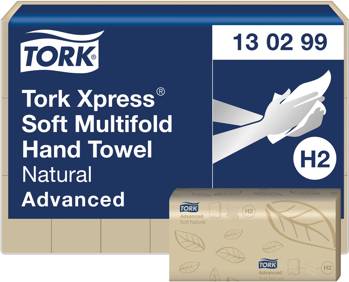 Tork Xpress papieren handdoek Soft Natural multifold H2 Advanced 180 vellen pak van 21 stuks