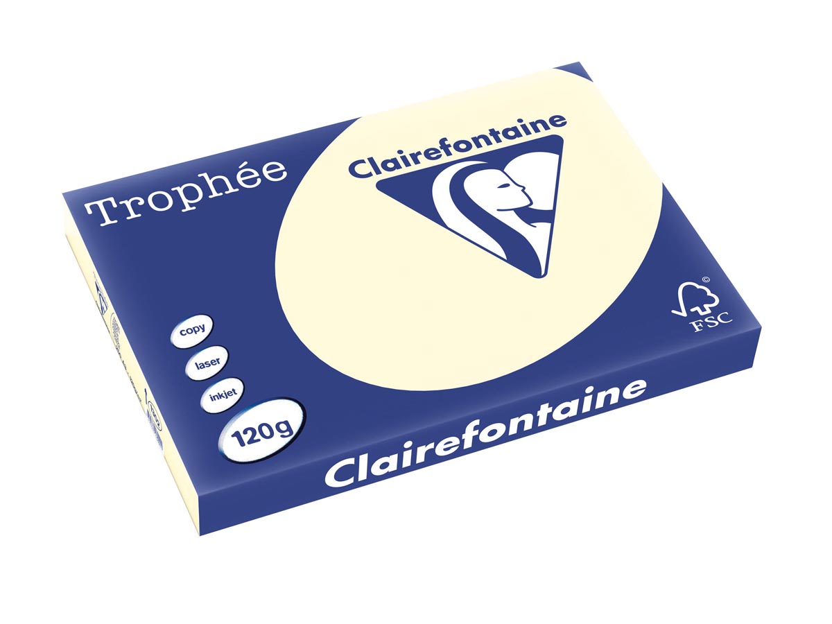 Clairefontaine Trophée Pastel, gekleurd papier, A3, 120 g, 250 vel, crème afbeelding