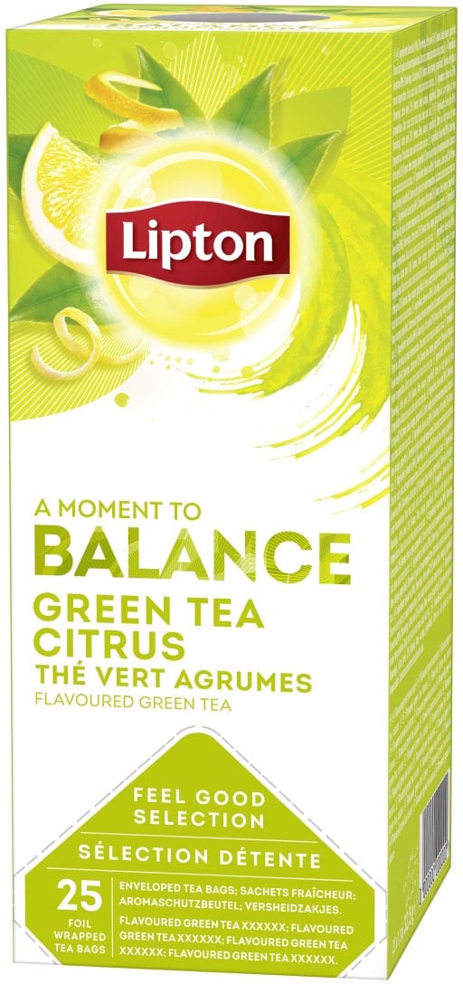 Lipton thee Feel Good Selection, Groene thee citrus, doos van 25 zakjes