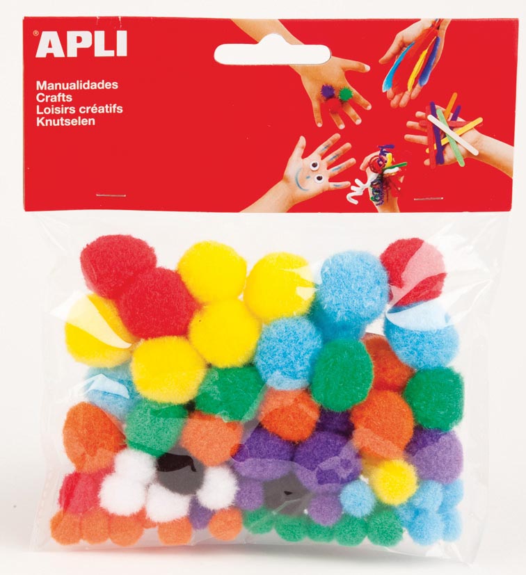 Apli Pompons Blister Met 78 Stuks In Geassorteerde Kleuren huismerk kopen in de aanbieding