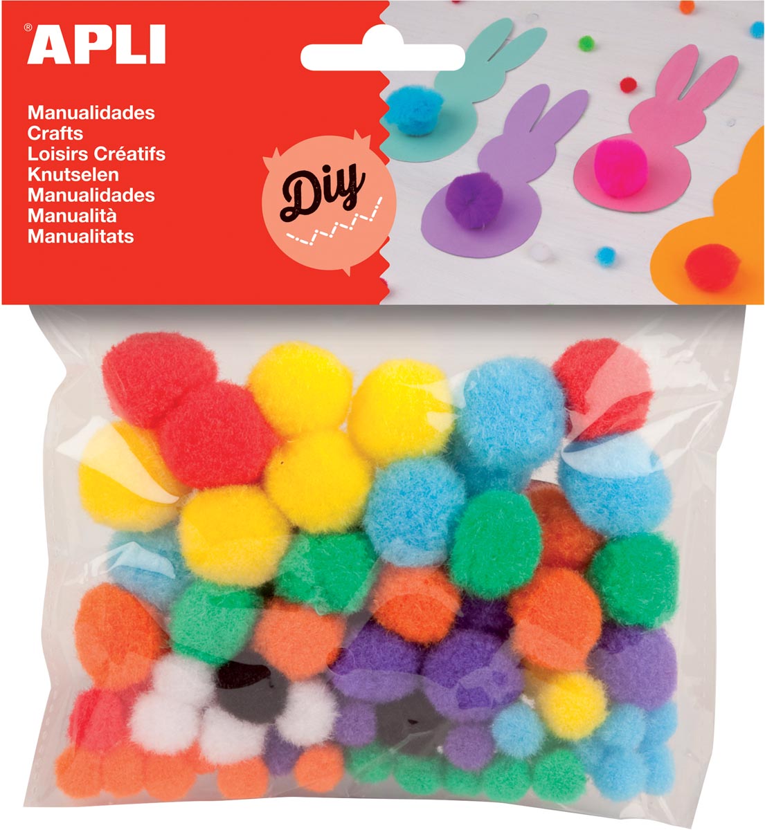 Apli pompons, zakje met 78 stuks in geassorteerde kleuren afbeelding
