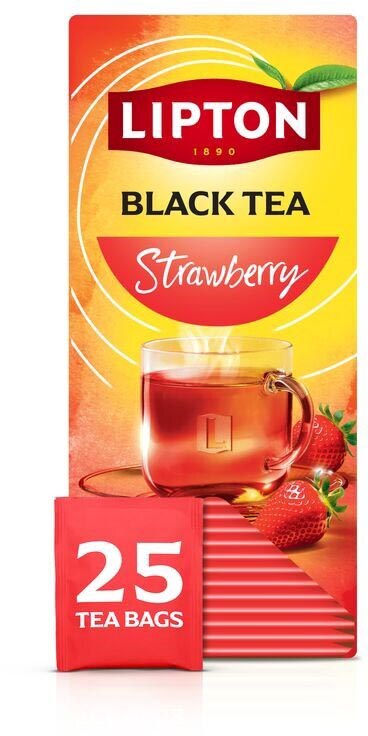 Lipton thee Feel Good Selection, Zwarte thee aardbei, doos van 25 zakjes