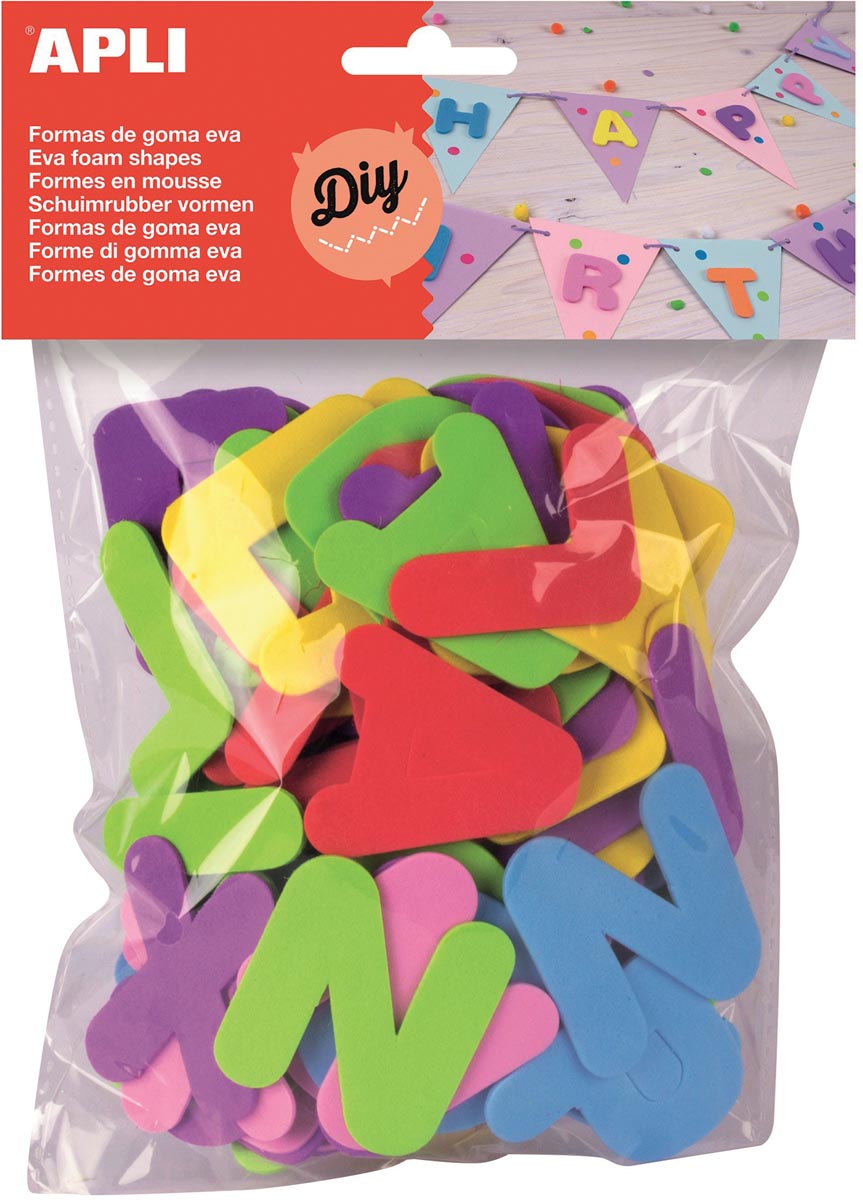 Apli Kids schuimrubber letters, blister met 104 stuks in geassorteerde kleuren afbeelding