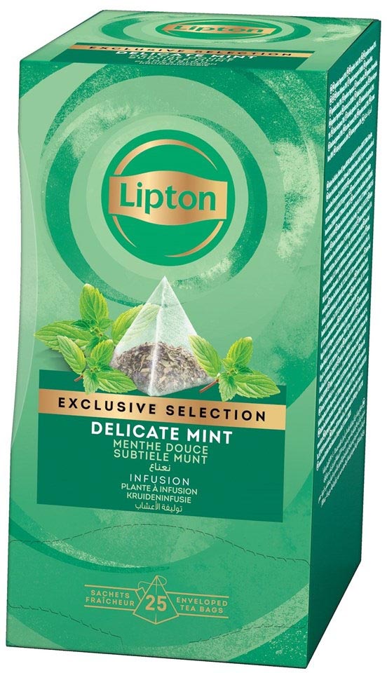 Lipton thee Exclusive Selection, subtiele munt, doos van 25 zakjes