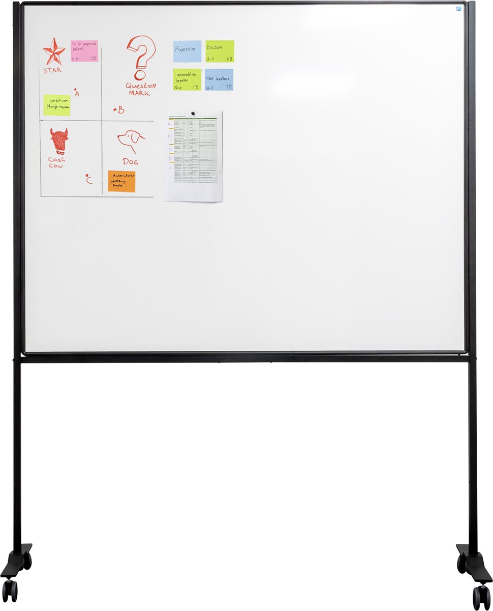 Smit Visual whiteboard, emaille, magnetisch, verrijdbaar, 150 x 120 cm afbeelding