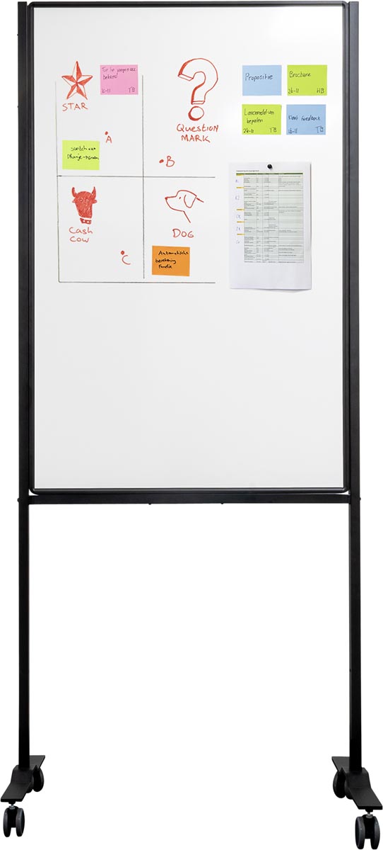 Smit Visual whiteboard, emaille, magnetisch, verrijdbaar, 75 x 120 cm afbeelding