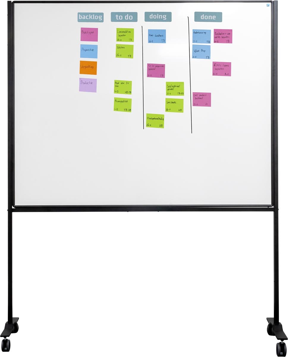 Smit Visual whiteboard, gelakt staal, magnetisch, verrijdbaar, 120 x 150 cm