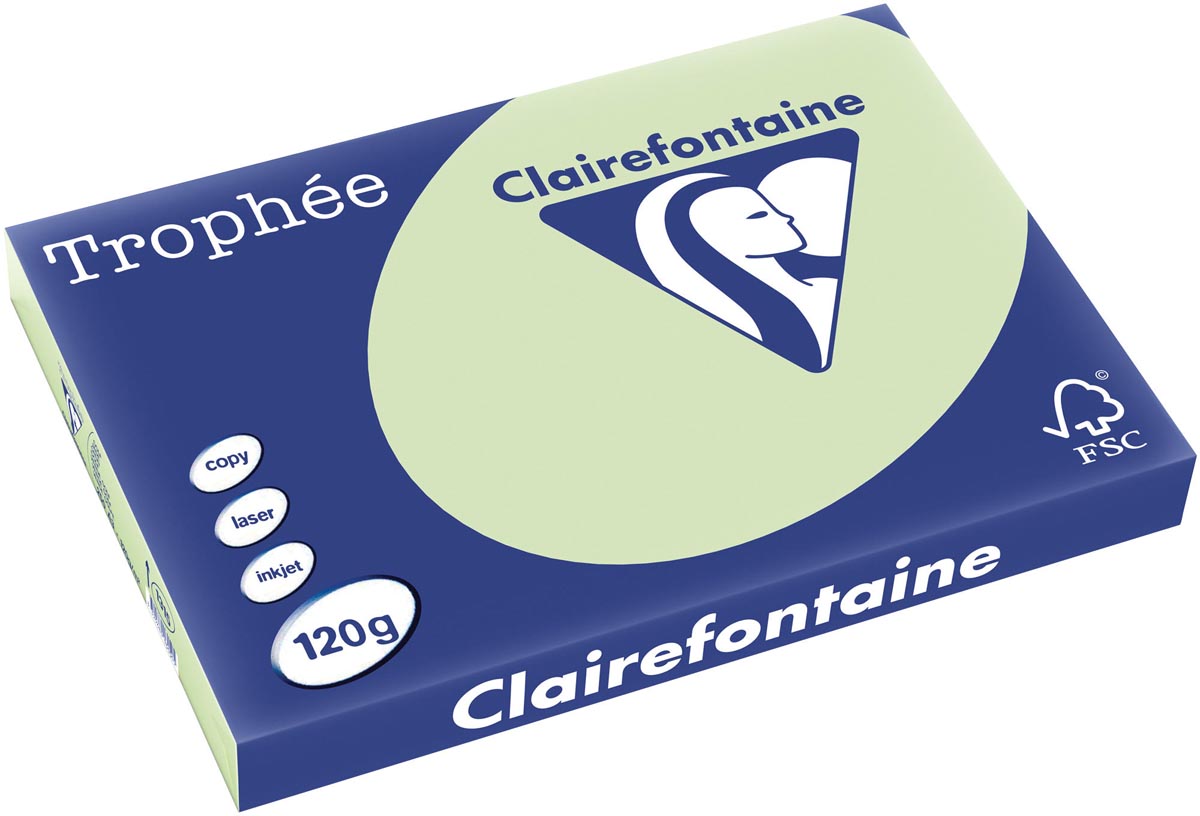 Clairefontaine Trophée Pastel, gekleurd papier, A3, 120 g, 250 vel, golfgroen afbeelding