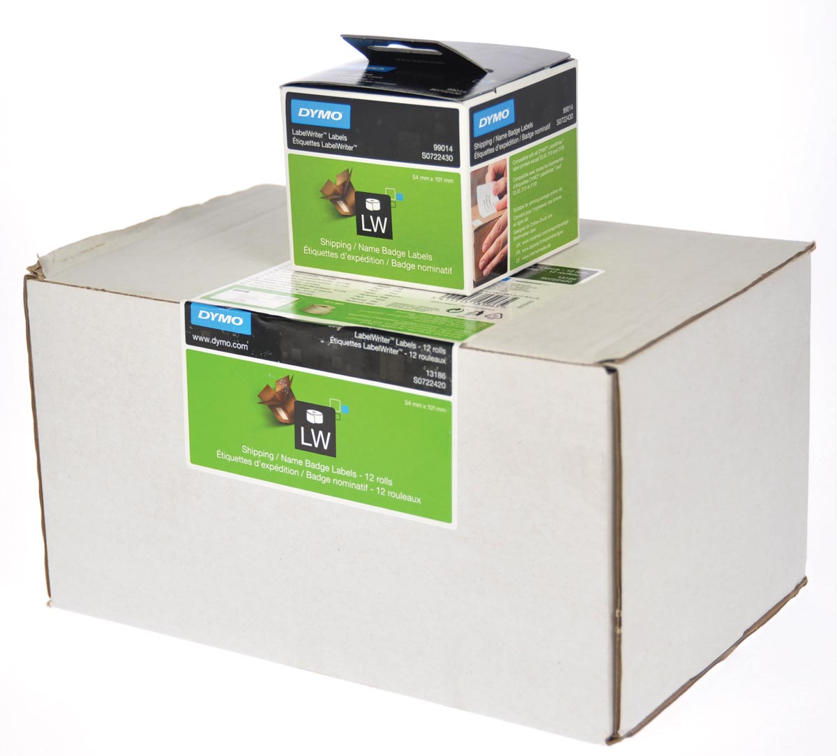 Dymo Value Pack etiketten LabelWriter ft 101 x 54 mm, wit, doos van 12 x 220 etiketten