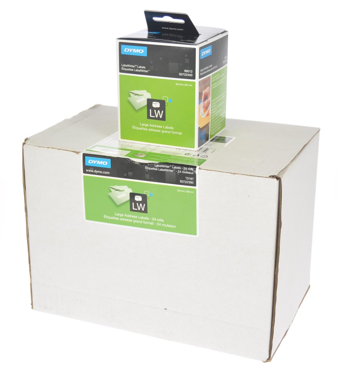Dymo Value Pack etiketten LabelWriter ft 89 x 36 mm, wit, doos van 24 x 260 etiketten