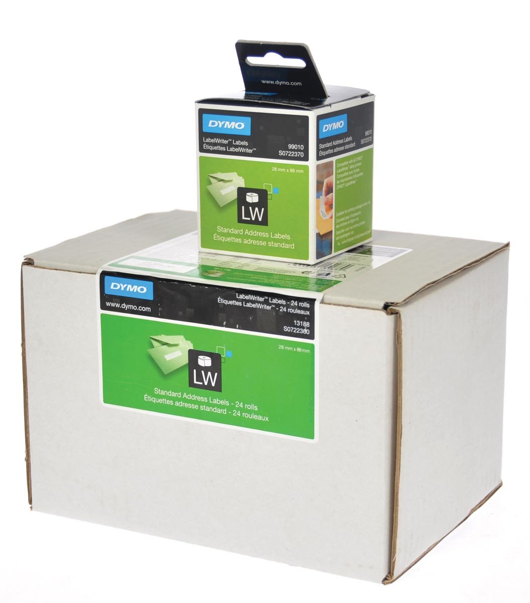 Dymo Value Pack etiketten LabelWriter ft 89 x 28 mm, wit, doos van 24 x 130 etiketten