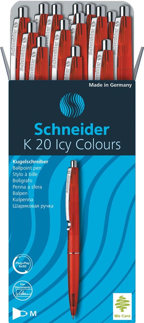 Schneider 135602 Balpen – Rood – Met Comfortabele Greep En Doorschijnende Schacht – Vulmine M