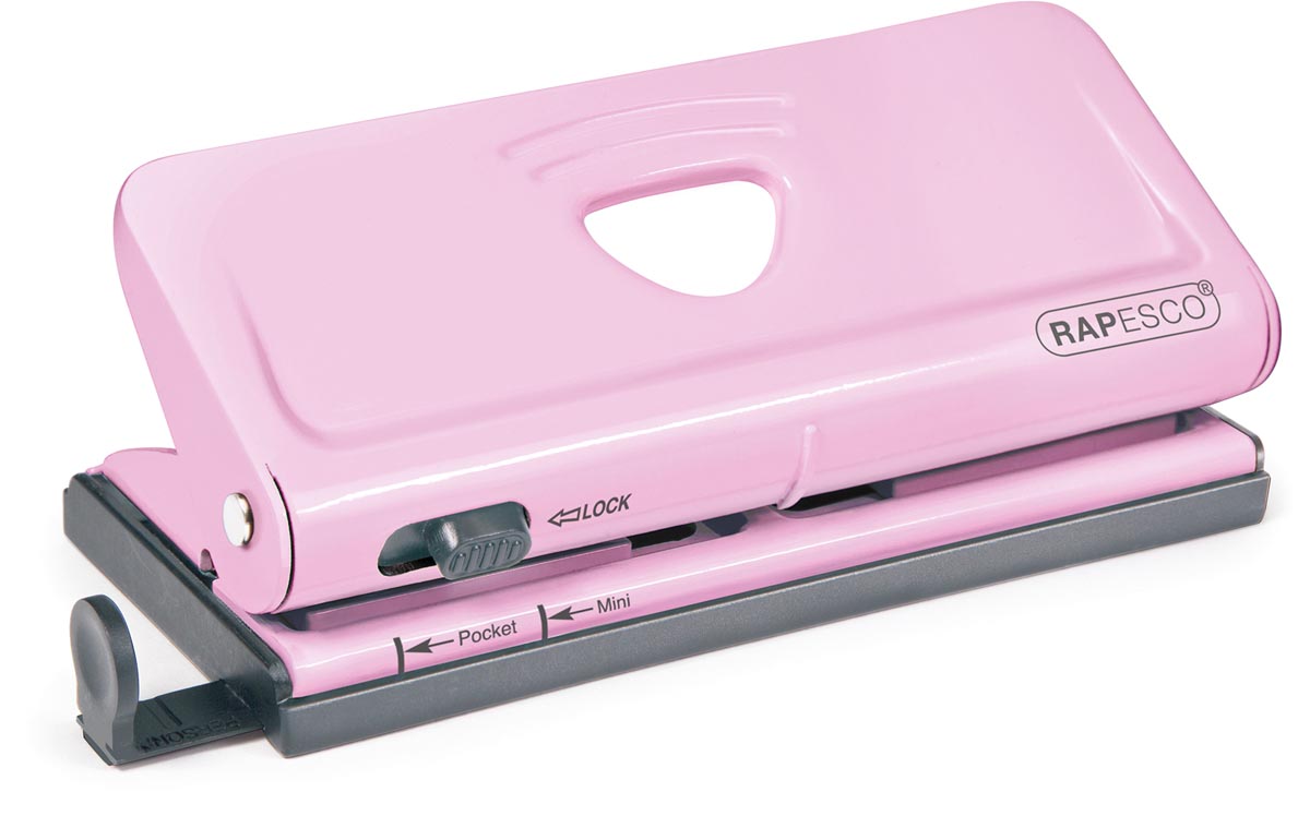 Rapesco metalen 6-gaatsperforator voor organizers, capaciteit: 10 vel, roze Rapesco metalen 6-gaatsperforator voor organizers, capaciteit: 10 vel, roze