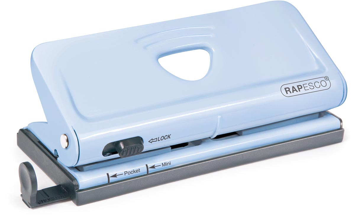 Rapesco metalen 6-gaatsperforator voor organizers, capaciteit: 10 vel, blauw Rapesco metalen 6-gaatsperforator voor organizers, capaciteit: 10 vel, blauw