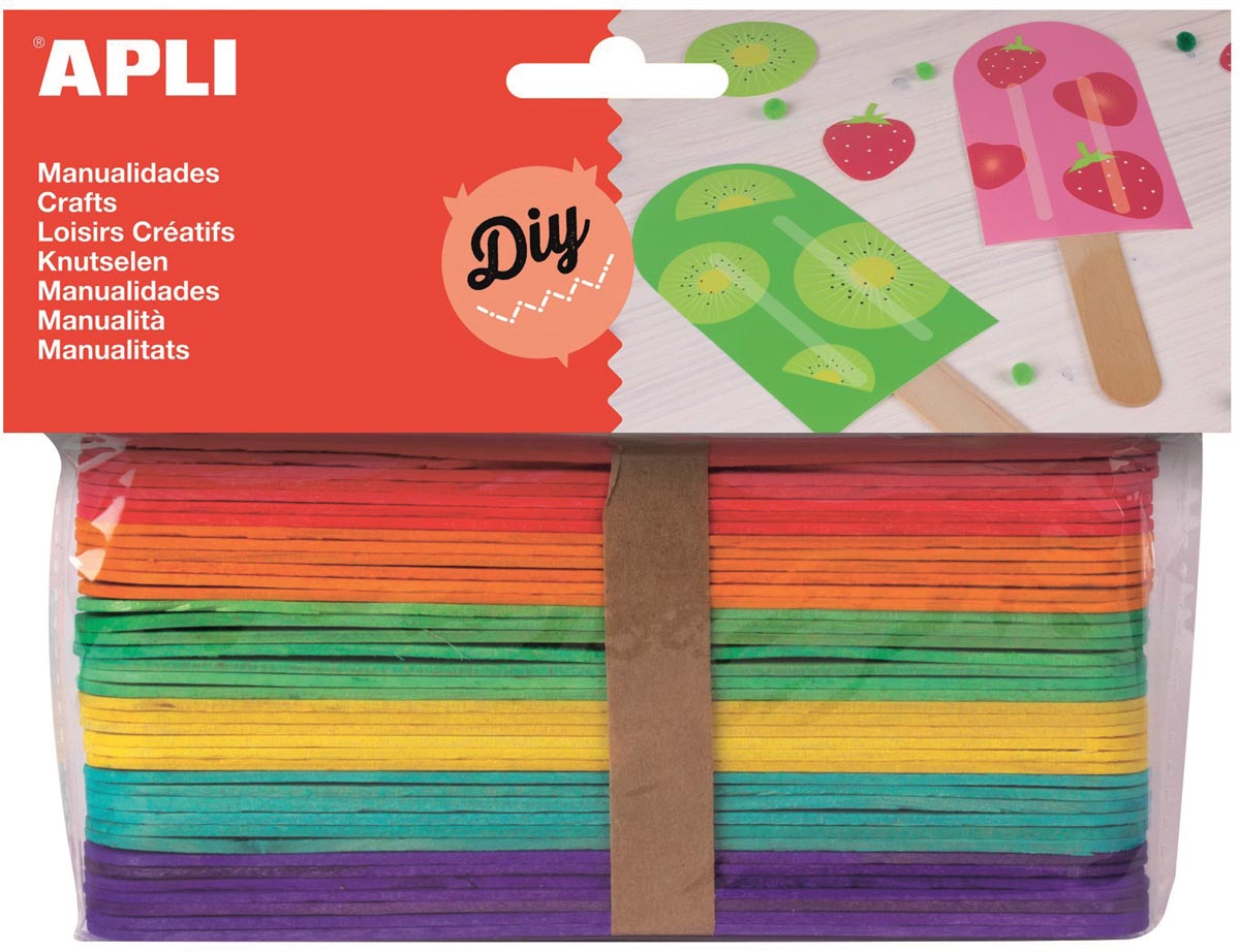 Apli jumbo gekleurde houten sticks, blister met 40 stuks