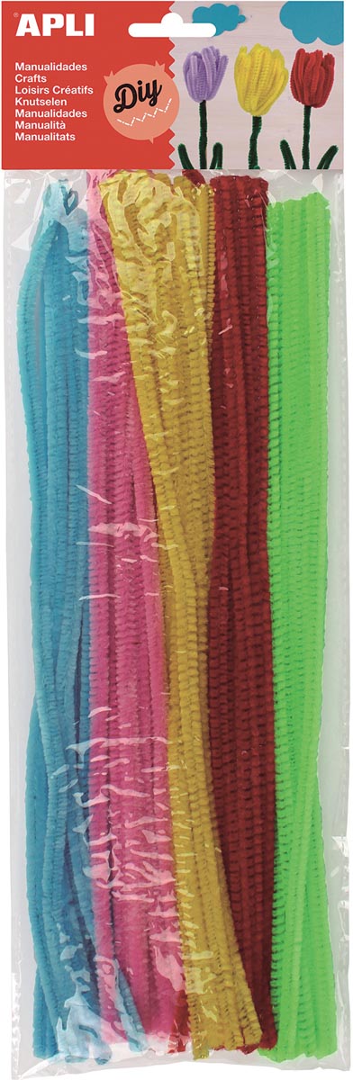 Apli chenilledraad, blister met 50 stuks in geassorteerde fluo kleuren afbeelding