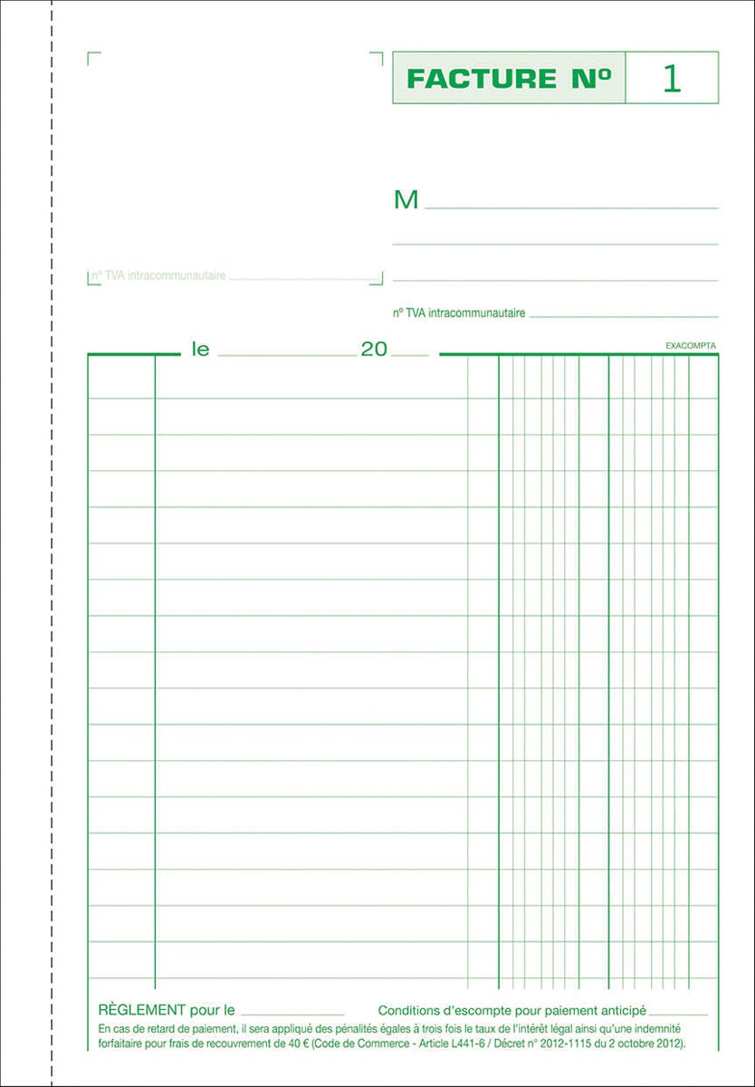 Exacompta facturen, ft 21 x 14,8 cm, tripli, franstalig afbeelding