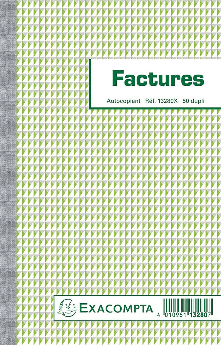 Exacompta facturen, ft 21 x 13,5 cm, dupli, Franstalig afbeelding