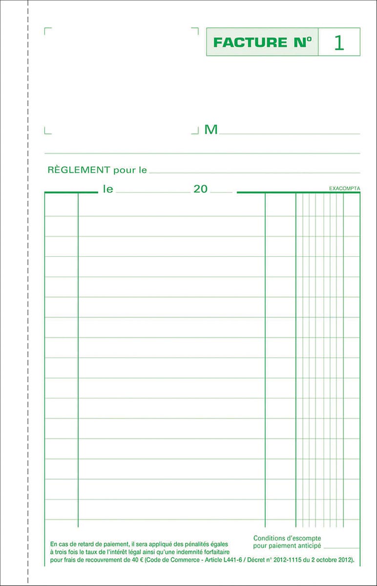 Exacompta facturen, ft 21 x 13,5 cm, tripli, Franstalig afbeelding