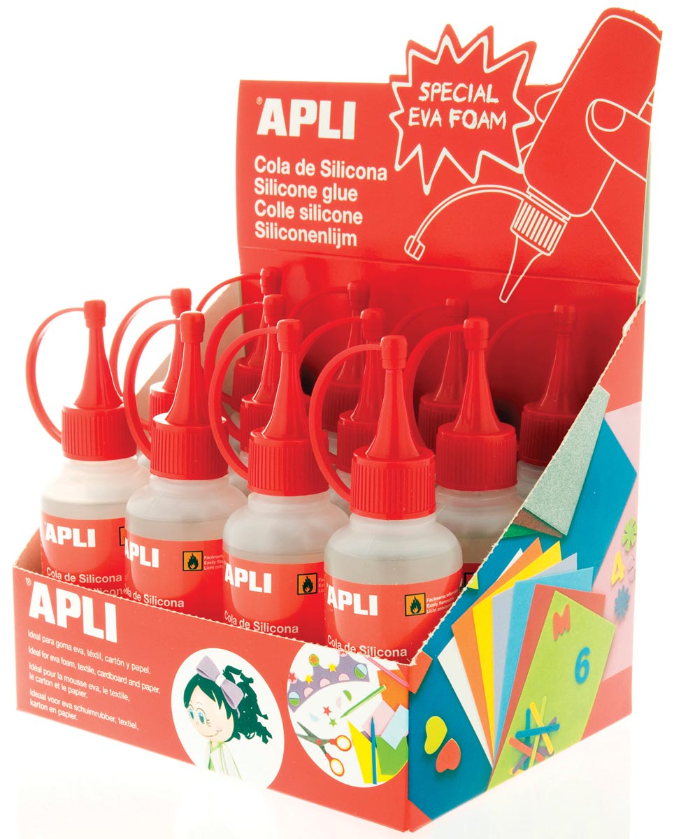 Apli siliconenlijm, display met 12 tubes van 100 ml