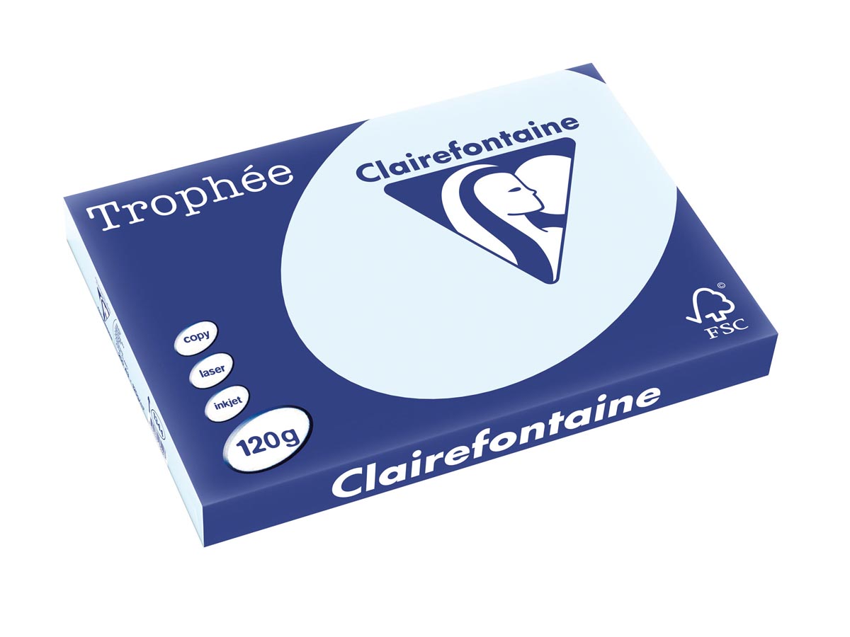 Clairefontaine Trophée Pastel, gekleurd papier, A3, 120 g, 250 vel, azuurblauw afbeelding