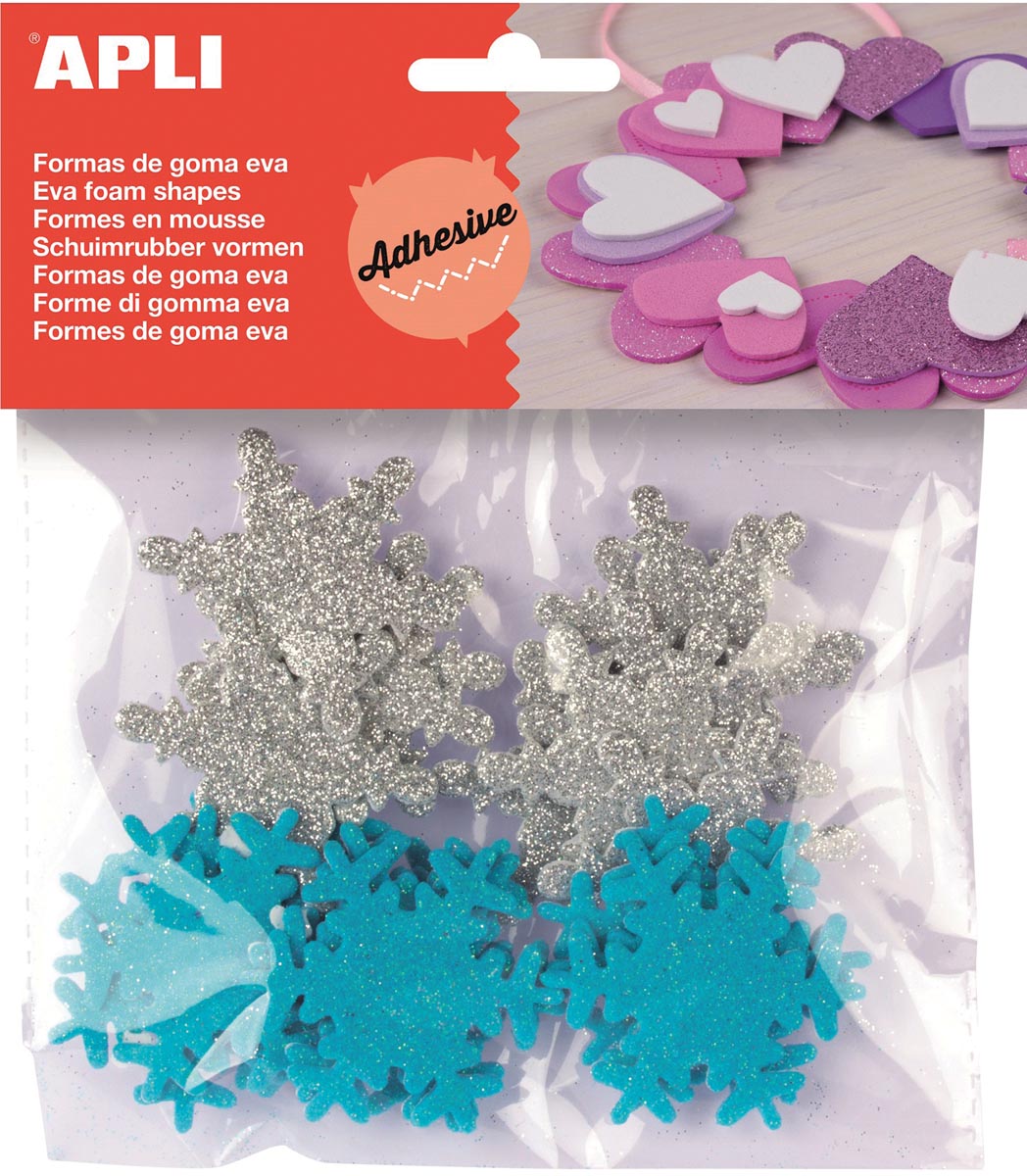 Apli Kids zelfklevende glitter sneeuwvlokken, blister met 22 stuks afbeelding