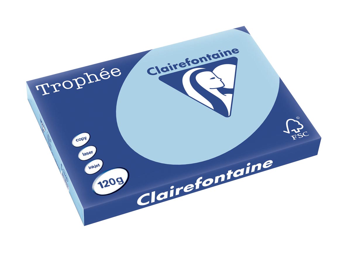 Clairefontaine Trophée Pastel, gekleurd papier, A3, 120 g, 250 vel, blauw afbeelding