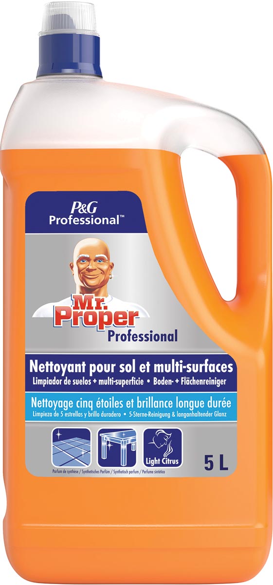 Mr. Proper allesreiniger, citrus fresh, fles van 5 liter Mr. Proper allesreiniger, citrus fresh, fles van 5 liter