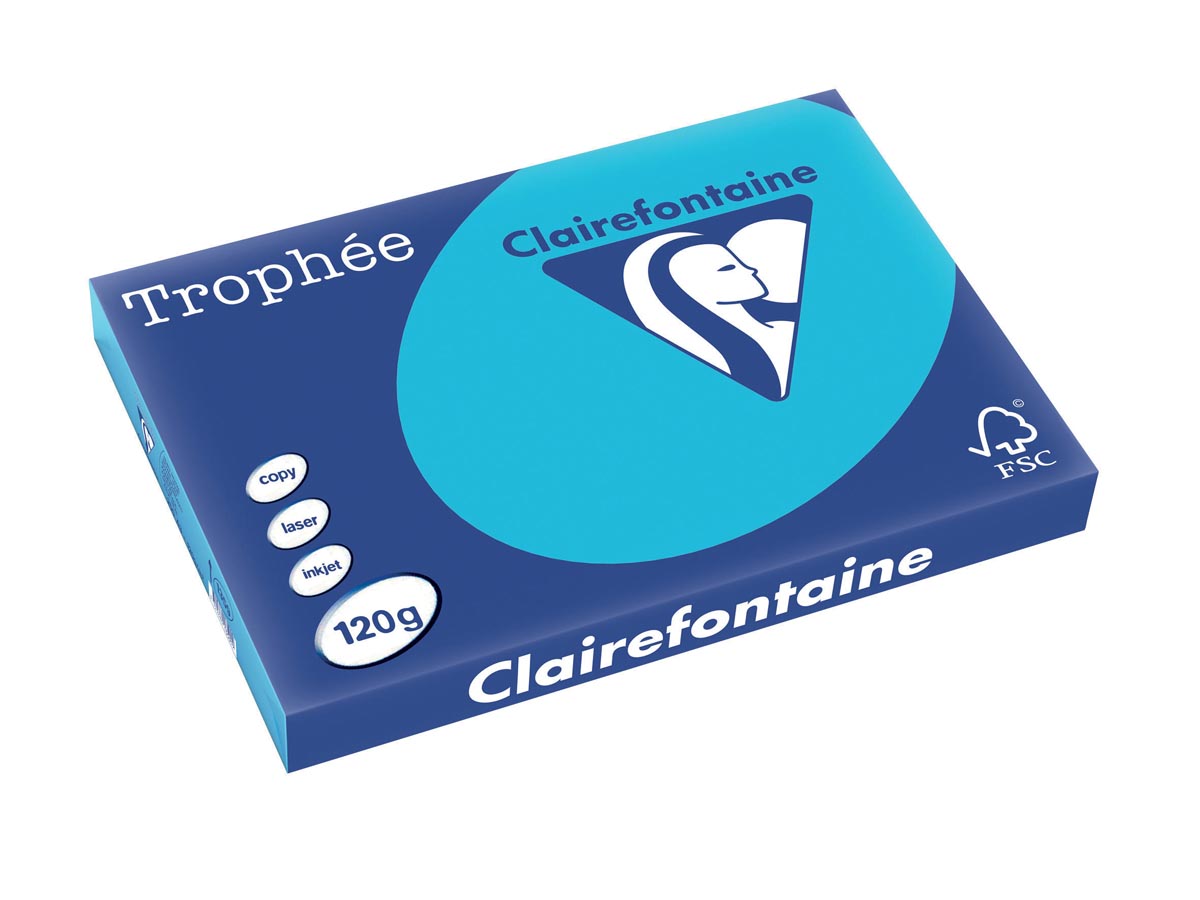 Clairefontaine Trophée Intens, gekleurd papier, A3, 120 g, 250 vel, koningsblauw afbeelding