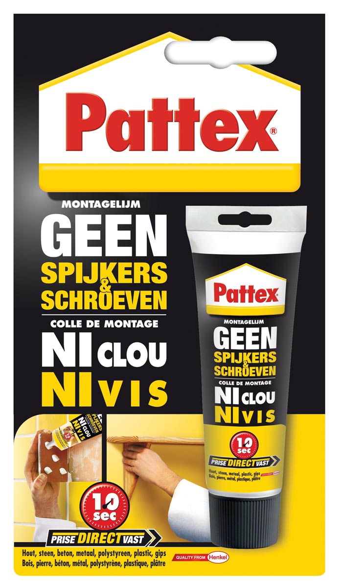 Pattex montagelijm Geen Spijkers & Schroeven, tube van 50 g, op blister afbeelding