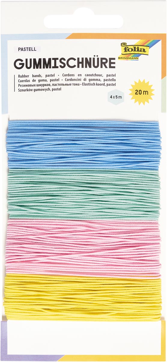Folia elastiek touw, 5 m, pak van 4 stuks in geassorteerde pastelkleuren afbeelding