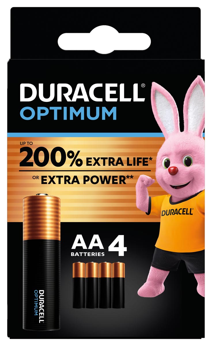 Duracell batterij Optimum AA, blister van 4 stuks afbeelding