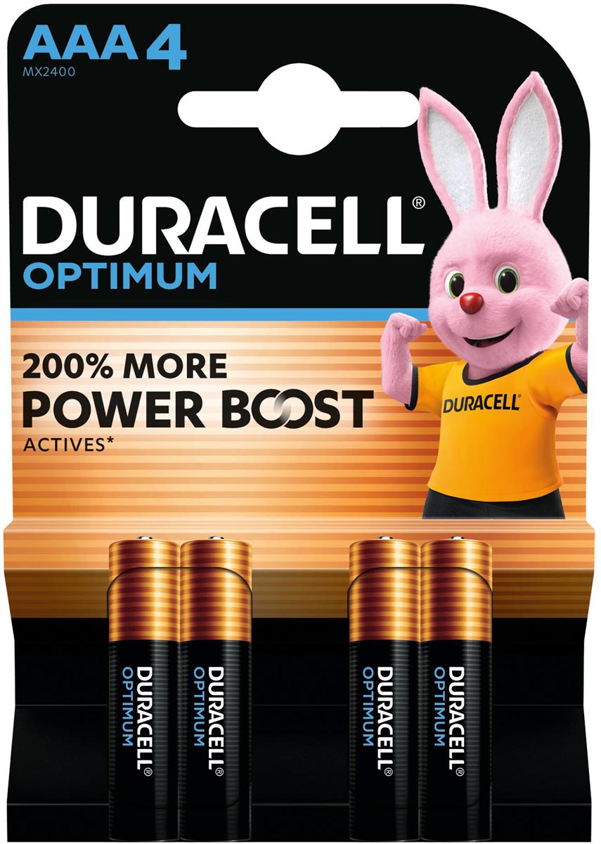 Duracell batterij Optimum AAA, blister van 4 stuks