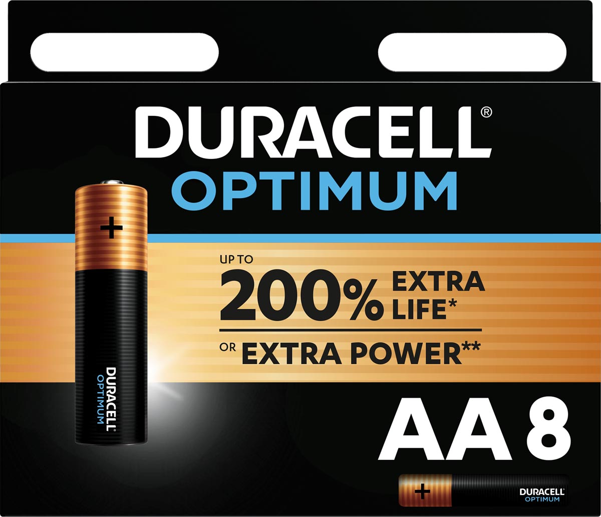 Duracell batterij Optimum AA, blister van 8 stuks afbeelding