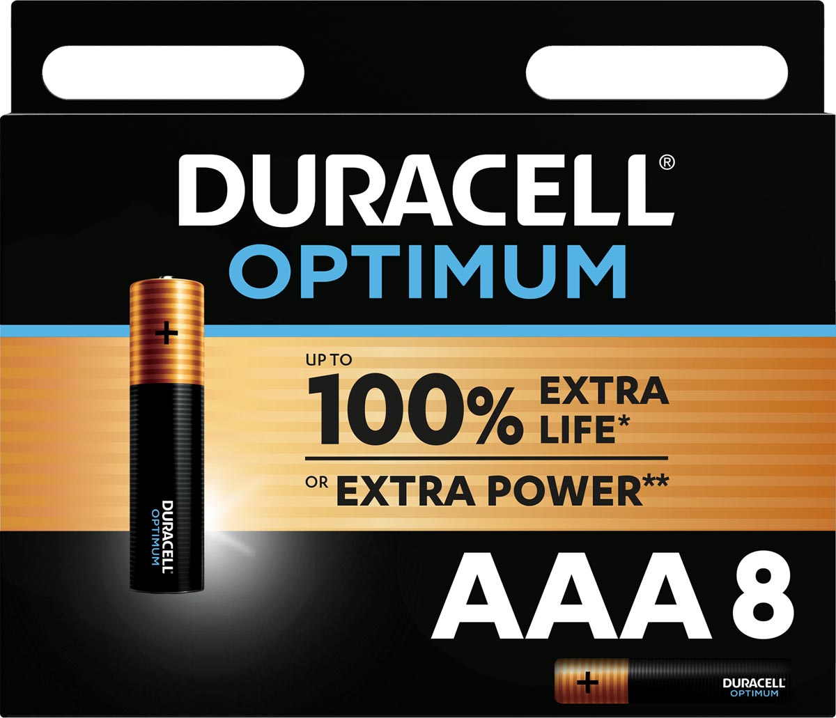 Duracell batterij Optimum AAA, blister van 8 stuks afbeelding