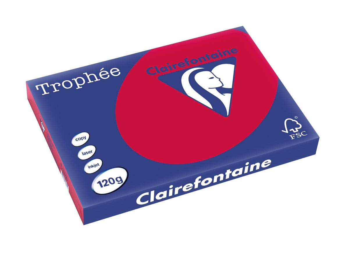 Clairefontaine Trophée Intens, gekleurd papier, A3, 120 g, 250 vel, kersenrood afbeelding