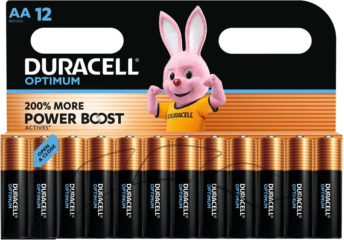 Duracell batterij Optimum AA, blister van 12 stuks