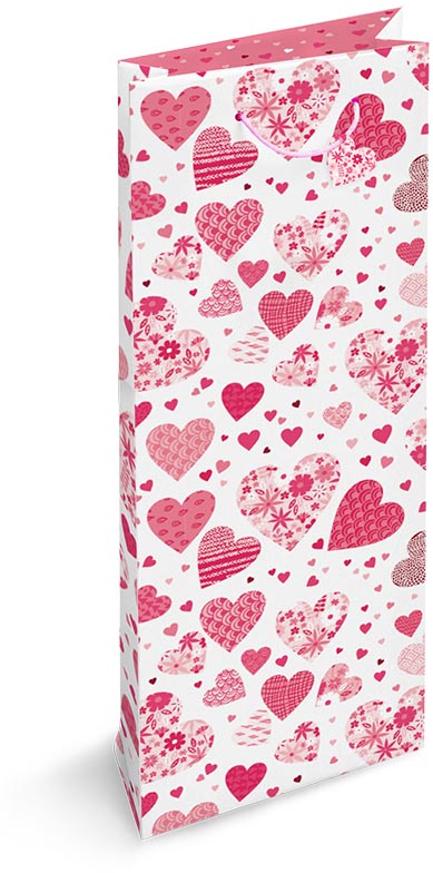 Geschenkzak Listen To Your Heart, voor fles, 9 x 36 x 13 cm