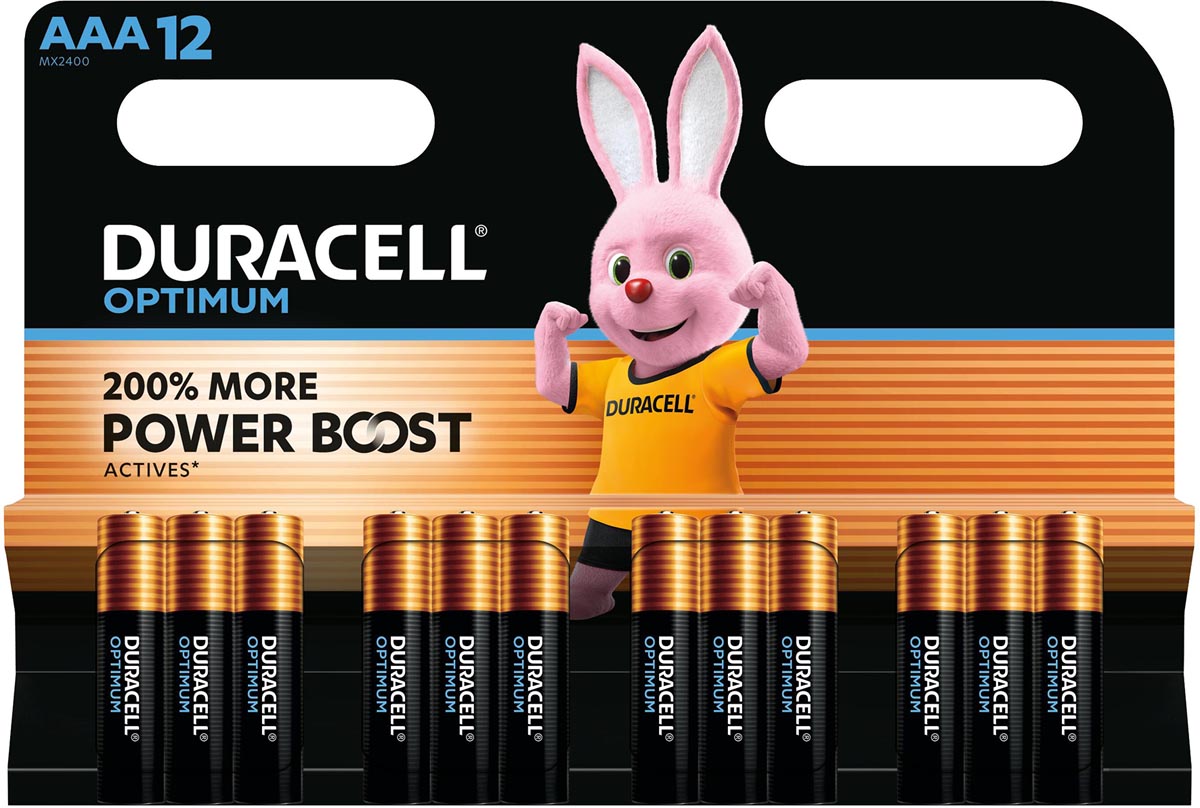 Duracell batterij Optimum AAA, blister van 12 stuks