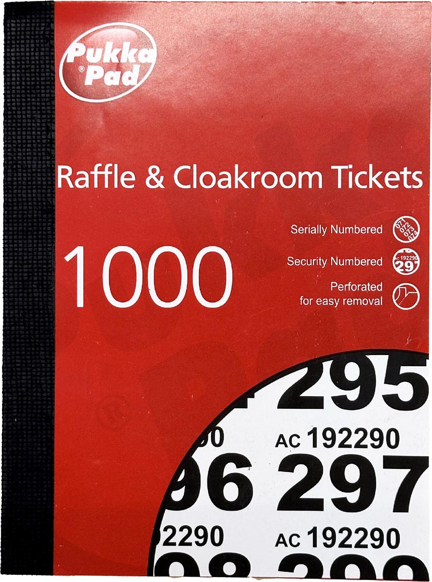 Pukka Pad genummerde loterij- en garderobetickets 1-1000 afbeelding