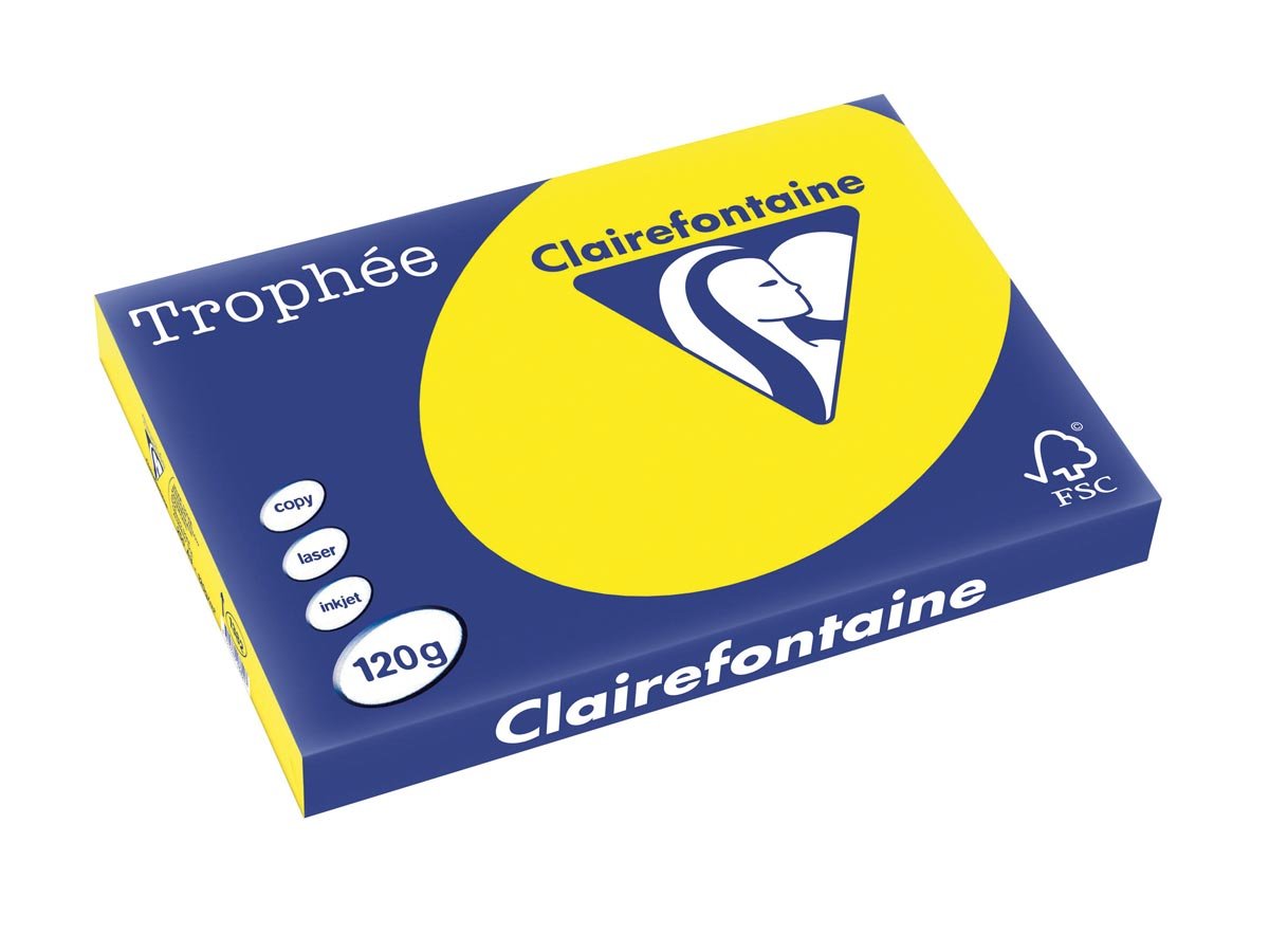 Clairefontaine Trophée Intens, gekleurd papier, A3, 120 g, 250 vel, zonnegeel afbeelding