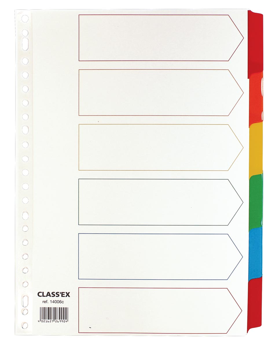 Classex Tabbladen Wit 23 Gaatsperforatie 6 Gekleurde Tabs huismerk kopen in de aanbieding Classex Tabbladen Wit 23 Gaatsperforatie 6 Gekleurde Tabs huismerk kopen in de aanbieding